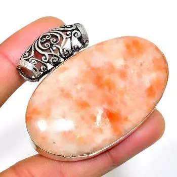 Подвеска из драгоценного камня Sunstone, посеребренная 925 пробы, ручная работа, 1,70 дюйма 1.70 красный