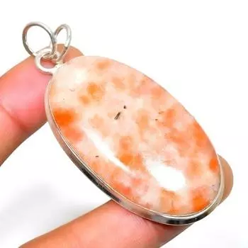 Подвеска из драгоценного камня Sunstone, посеребренная 925 пробы, ручная работа, 2,46 дюйма 2.46 красный