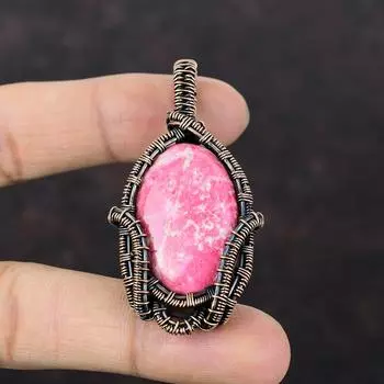 Подвеска из драгоценного камня Тулит, подвеска из медной проволоки, антикварная подвеска, подвеска из тулита, подвеска ручной работы, подвеска из медной проволоки, подарок для мамы