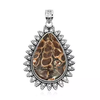 Подвеска из драгоценного камня Turtella Jasper, серебро 925 пробы, драгоценный камень грушевидной формы, ювелирные изделия ручной работы, подарок для женщин, пасхальный подарок коричневый
