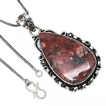 Подвеска из драгоценного камня унакит яшма ручная работа ко Дню святого Валентина серебряное украшение 2,5 дюйма