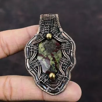 Подвеска из драконьего кровавого камня, медная проволока, обернутая подвеской из драгоценных камней, медные украшения ручной работы, абсолютно новый кулон из драконьего кровавого камня, ювелирные изделия для подарка