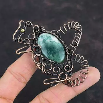 Подвеска из древесного агата, ювелирное изделие из медной проволоки, подвеска в виде кролика, ручная работа, медный кулон, достойное ювелирное изделие, свадебный подарок, подвеска в виде проволоки