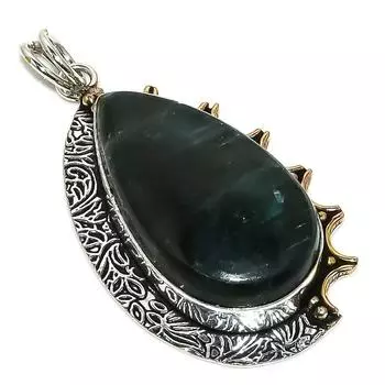 Подвеска из двухцветного серебра 925 пробы с натуральным лабрадоритом 2,13 дюйма b2D86