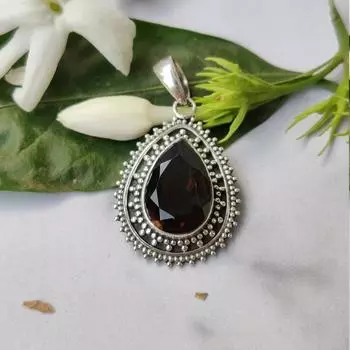 Подвеска из дымчатого кварца, серебро 925 пробы, дизайнерские украшения ручной работы в стиле бохо, серебряные украшения, подарок для нее