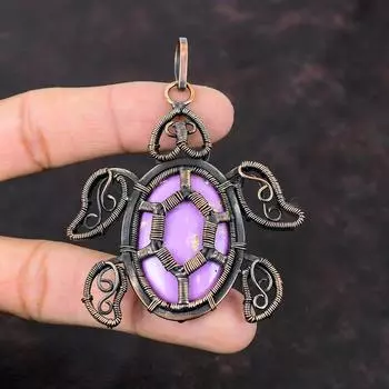 Подвеска из фосфосидерита, подвеска из медной проволоки, подвеска из настоящего драгоценного камня, подвеска ручной работы в виде черепахи, дизайнерские медные украшения, подарки на помолвку