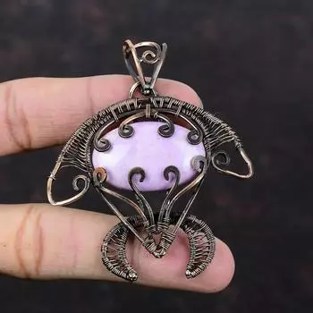 Подвеска из фосфосидеритового медного кулона с драгоценным камнем, обернутая медной проволокой, ювелирные изделия из фосфосидеритового кулона ручной работы в виде черепахи, медные ювелирные изделия, подарок для женщин