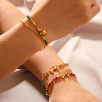 Подвеска из французской звезды солнца из нержавеющей стали в стиле Богемии с разноцветными бусинами для друзей, подарок на день рождения Style B