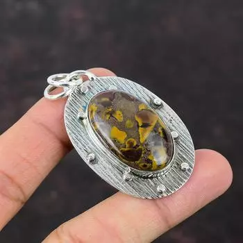 Подвеска из фруктовой яшмы. Очень красивые ювелирные изделия из драгоценных камней. Подвеска из стерлингового серебра 925 пробы. Антикварная подвеска ручной работы. Подарок для друга. Ювелирные изделия уникального дизайна.