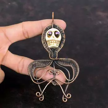 Подвеска из говлита, медная проволока, ювелирные изделия, кулон с драгоценным камнем, титановая бусина, кулон в виде глаз, череп, кость, ювелирные изделия для лица, новый дизайн, кулон ручной работы