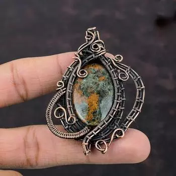 Подвеска из граната спессартина в известняке, медная проволока, обернутая драгоценным камнем, ручная работа, медные украшения, совершенно новые подвесные украшения из проволоки для подарка