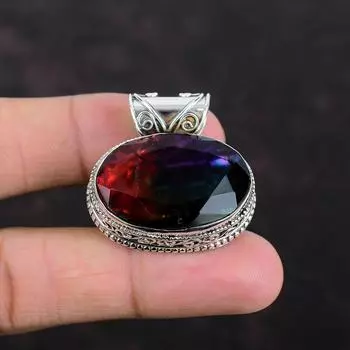 Подвеска из граненого аммолита, подвеска из драгоценного камня, антикварная бижутерия ручной работы, подвеска из стерлингового серебра 925 пробы, винтажная подвеска, подарки для него, элегантные ювелирные изделия