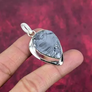 Подвеска из грубого шунгита, подвеска из стерлингового серебра 925 пробы, ювелирные изделия из драгоценных камней, удивительная ювелирная подвеска ручной работы, подарок для нее 2.12 Inches серый