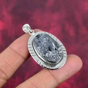 Подвеска из грубого шунгита, подвеска из стерлингового серебра 925 пробы, ювелирные изделия из драгоценных камней, удивительная ювелирная подвеска ручной работы, подарок для нее 1.88 Inches белый