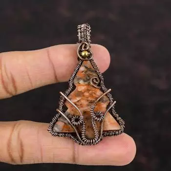 Подвеска из губчатого коралла, обернутая медной проволокой, оригинальный кулон из драгоценных камней, ручная работа, медная проволока, ювелирное изделие, рождественская елка, кулон в подарок для девочки