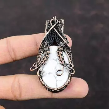 Подвеска из хаулита, медная проволока, обернутая в кулон, красивое ювелирное изделие из драгоценных камней, подвеска ручной работы из хаулита, медная проволока, ювелирное изделие, подарок на помолвку для нее