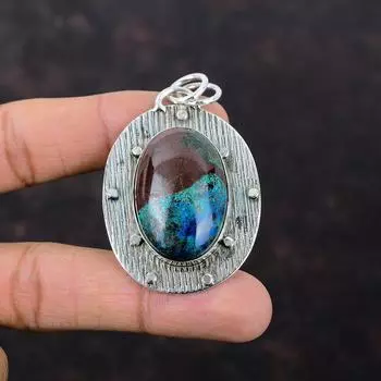 Подвеска из хризоколлы Ювелирные изделия из драгоценных камней Антикварная подвеска Стерлингового серебра 925 пробы Подвеска из хризоколлы Ювелирные изделия ручной работы Подвеска для особого случая Подарок