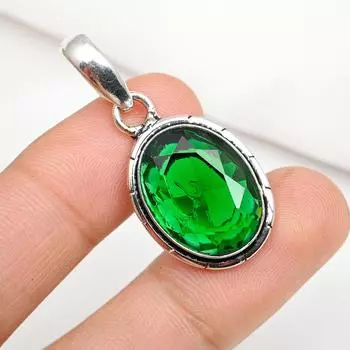 Подвеска из хромдиопсида, ювелирные изделия из цельного серебра 925 пробы с драгоценными камнями, подвеска ручной работы, на День благодарения 1.57 Inches зелёный