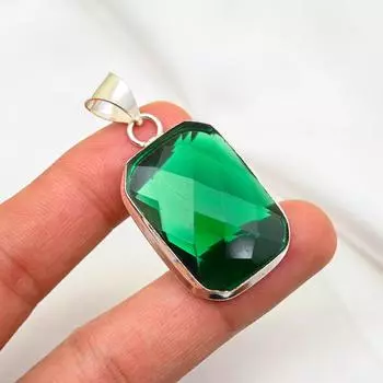 Подвеска из хромдиопсида, ювелирные изделия из цельного серебра 925 пробы с драгоценными камнями, подвеска ручной работы, на День благодарения 1.96 Inches зелёный