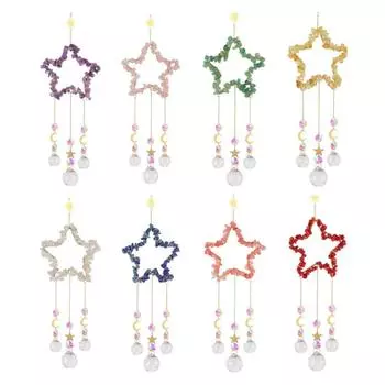 Подвеска из хрустального гравия, звезда, луна, ловец солнца, украшение, декор для внутреннего и наружного сада, украшения для двора, принадлежности