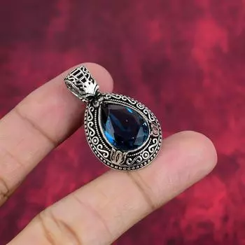 Подвеска из иолита, 925 пробы, кулон из чистого серебра, ювелирные изделия ручной работы с драгоценными камнями, подарки для жены, абсолютно новый кулон 1.50 Inches синий