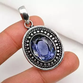 Подвеска из иолита, 925 пробы, кулон из чистого серебра, ювелирные изделия ручной работы с драгоценными камнями, подарки для жены, абсолютно новый кулон 1.88 Inches синий