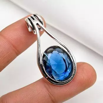 Подвеска из иолита, 925 пробы, кулон из чистого серебра, ювелирные изделия ручной работы с драгоценными камнями, подарки для жены, абсолютно новый кулон 1.85 Inches синий