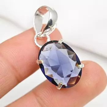 Подвеска из иолита, 925 пробы, кулон из чистого серебра, ювелирные изделия ручной работы с драгоценными камнями, подарки для жены, абсолютно новый кулон 1.37 Inches синий