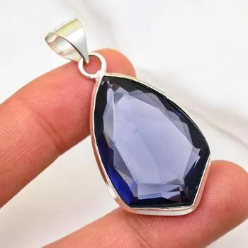 Подвеска из иолита, 925 пробы, кулон из чистого серебра, ювелирные изделия ручной работы с драгоценными камнями, подарки для жены, абсолютно новый кулон 1.96 Inches синий