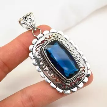 Подвеска из иолита, 925 пробы, кулон из чистого серебра, ювелирные изделия ручной работы с драгоценными камнями, подарки для жены, абсолютно новый кулон 2.65 Inches синий