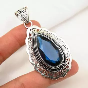 Подвеска из иолита, 925 пробы, кулон из чистого серебра, ювелирные изделия ручной работы с драгоценными камнями, подарки для жены, абсолютно новый кулон 2.75 Inches синий