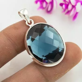 Подвеска из иолита, 925 пробы, кулон из чистого серебра, ювелирные изделия ручной работы с драгоценными камнями, подарки для жены, абсолютно новый кулон 1.53 Inches синий