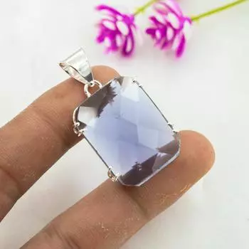 Подвеска из иолита, 925 пробы, кулон из чистого серебра, ювелирные изделия ручной работы с драгоценными камнями, подарки для жены, абсолютно новый кулон 1.69 Inches фиолетовый