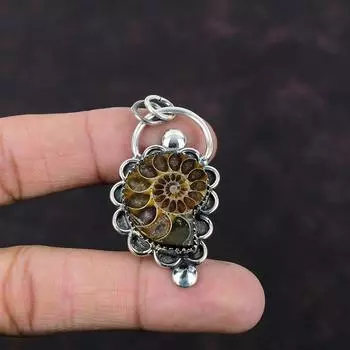 Подвеска из ископаемого аммонита, этнические украшения, подвеска из стерлингового серебра 925 пробы, подвеска из натурального драгоценного камня, ювелирное изделие ручной работы, подарок для невесты, удивительные ювелирные изделия