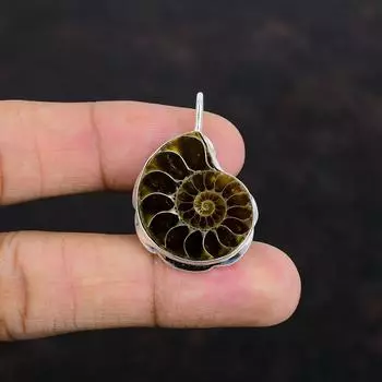Подвеска из ископаемого аммонита, серебряная подвеска 925 пробы, оригинальные ювелирные изделия с драгоценными камнями, подвеска ручной работы, серебряные ювелирные изделия, подарки для него, элегантные подвески