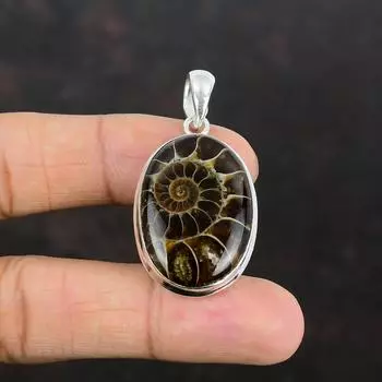Подвеска из ископаемого аммонита, ювелирное изделие ручной работы, подвеска из драгоценного камня, серебряная подвеска 925 пробы, ювелирное изделие из ископаемого аммонита, уникальный кулон, подарок для матери