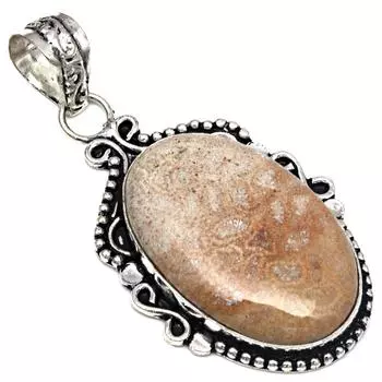 Подвеска из ископаемого коралла, серебряное украшение ручной работы на День матери 2,25 дюйма