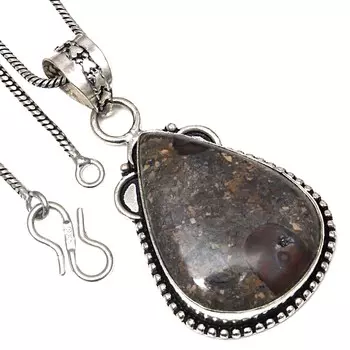 Подвеска из камня Calsi, подарок ручной работы для нее, старинные серебряные украшения 2 дюйма