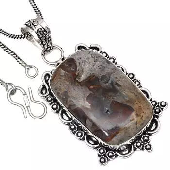 Подвеска из камня Calsi, подарок ручной работы для нее, старинные серебряные украшения 2 дюйма