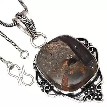 Подвеска из камня Calsi, подарок ручной работы для нее, старинные серебряные украшения 2 дюйма