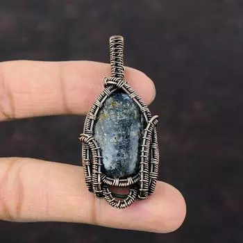 Подвеска из кианита, подвеска из медной проволоки, элегантная подвеска ручной работы, ювелирные изделия из кианита, антикварная подвеска, драгоценный камень, медные ювелирные изделия, подарок для женщин