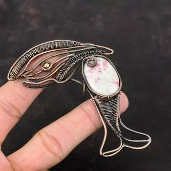 Подвеска из киновари, медная проволока, обернутая в бижутерию, подвеска ручной работы, очень красивая подвеска в виде рыбы, подвеска из киновари, драгоценный камень, медь, подарок для мамы