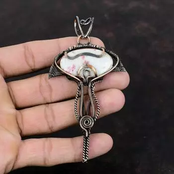 Подвеска из киновари, подвеска из медной проволоки, ювелирное изделие из киновари, подвеска из драгоценных камней, медная бижутерия, подвеска ручной работы, свадебные украшения, подарок для него