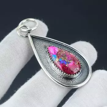 Подвеска из колючей устрицы Pink King Man, подвеска из стерлингового серебра 925 пробы с бирюзой Дахила, подвеска из драгоценных камней в форме груши, красивая подвеска из колючей устрицы 2.16 розовый