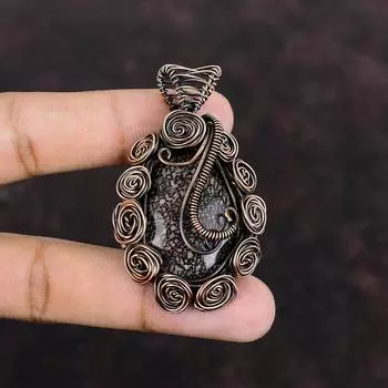 Подвеска из кости динозавра, медная проволока, обернутая подвеска, ювелирные изделия из драгоценных камней, подвеска ручной работы, ювелирные изделия из медной проволоки, свадебный подарок для нее, уникальный кулон