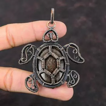 Подвеска из кости динозавра, обернутая медной проволокой, подвеска в виде черепахи, ювелирные изделия из кости динозавра из меди, кулон ручной работы, драгоценные камни для подарков