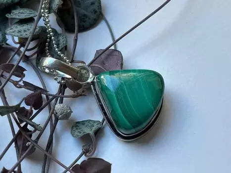 Подвеска из красивого драгоценного камня с малахитом из стерлингового серебра 925 пробы, подарок ручной работы 14.05mm-22.33mm зелёный