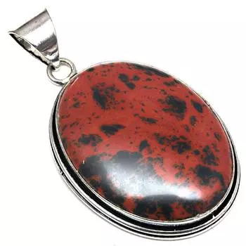 Подвеска из красного дерева, обсидиана, драгоценного камня, серебряное украшение ручной работы, 2 дюйма