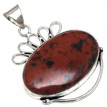 Подвеска из красного дерева, обсидиана, драгоценного камня, серебряное украшение ручной работы, 2 дюйма