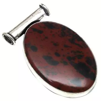 Подвеска из красного дерева, обсидиана, драгоценного камня, серебряное украшение ручной работы, 1,75 дюйма